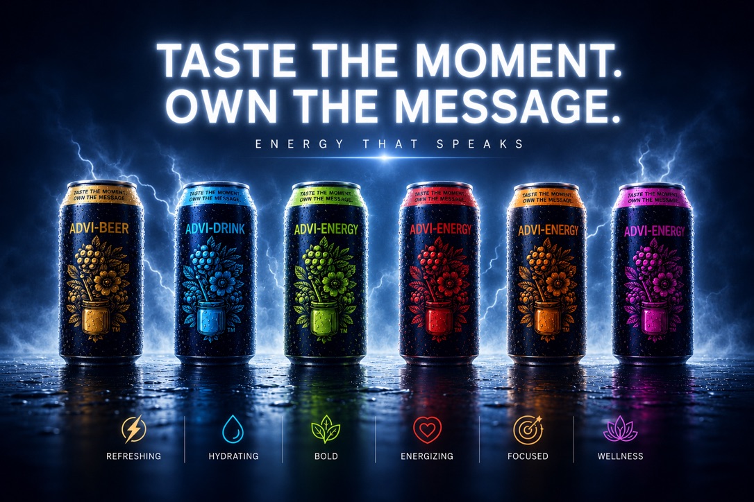 ADVI Beverages lineup — Taste the moment. Own the message.